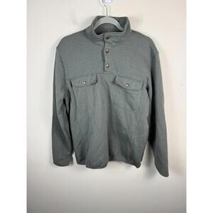 Taylor Stitch Pack‎ Pullover Slate Green Mens 40 Medium Grid Fleece 1/4 Snap